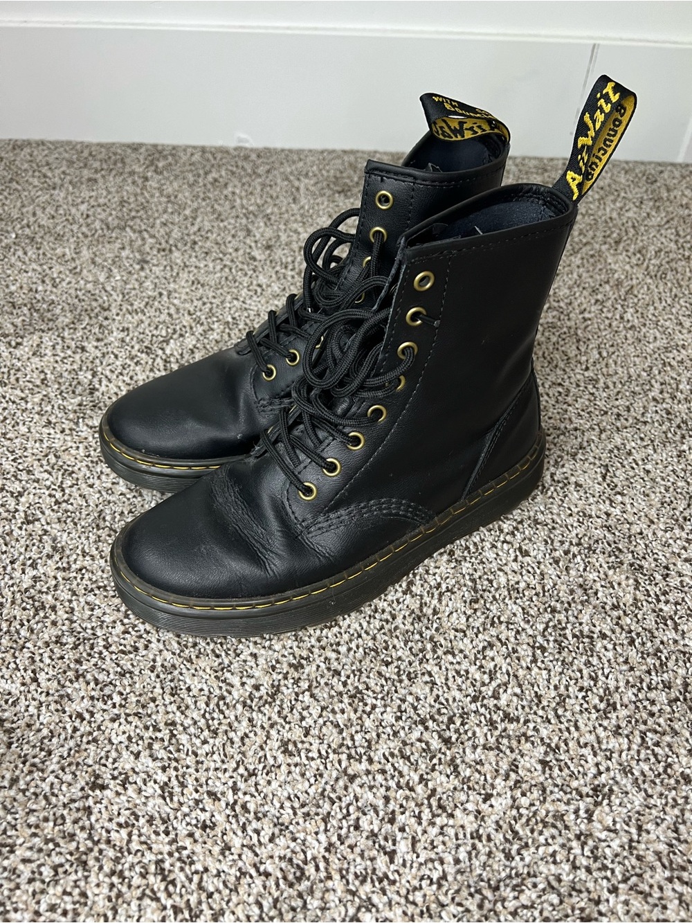 Dr. Martens Zavala black leather combat boots